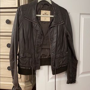 Brown Leather Button Down Jacket
